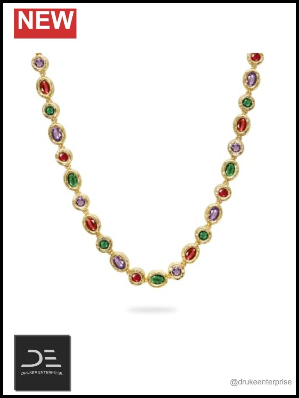 18K Gold Plated Multi Color Gemstone Necklace for Women Statement Jewelry